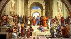 La fameuse fresque de l'école d'Athènes de Raphaël. © Musée du Vatican